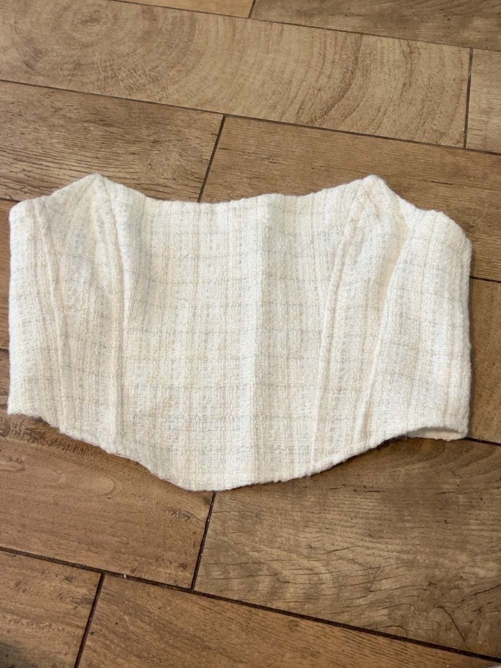 Line & Dot Cream Tweed Strapless Corset Top Size Medium